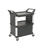 Trust Hi5 3 Shelf Utility Cart with Lockable Door & Sliding Drawer - RT4013