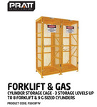 Forklift & Gas Cylinder Storage Cage (Flat Packed) - 3 Storage Levels Up To 8 Forklift & 9 G-Sized Cylinders - PSGC8F9V-FP